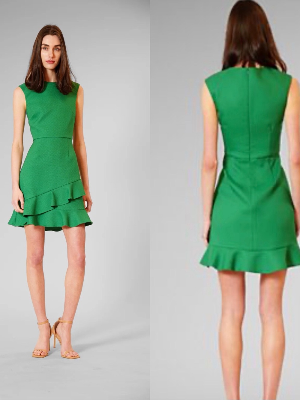 julia jordan Emerald Green Sleeveless Ruffle-Hem Mini Dress